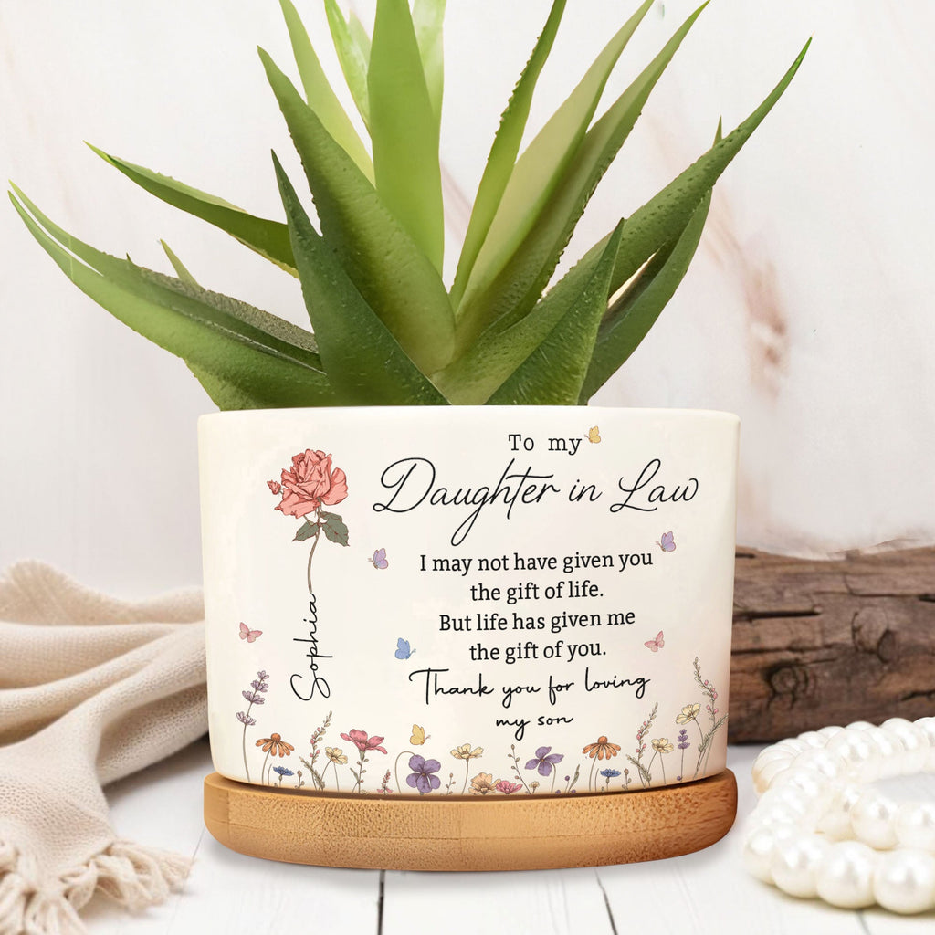 Personalized Ceramic Plant Pot Custom Message Gift for Daughter-in-Law Ceramic Plant Pot GradoCreations