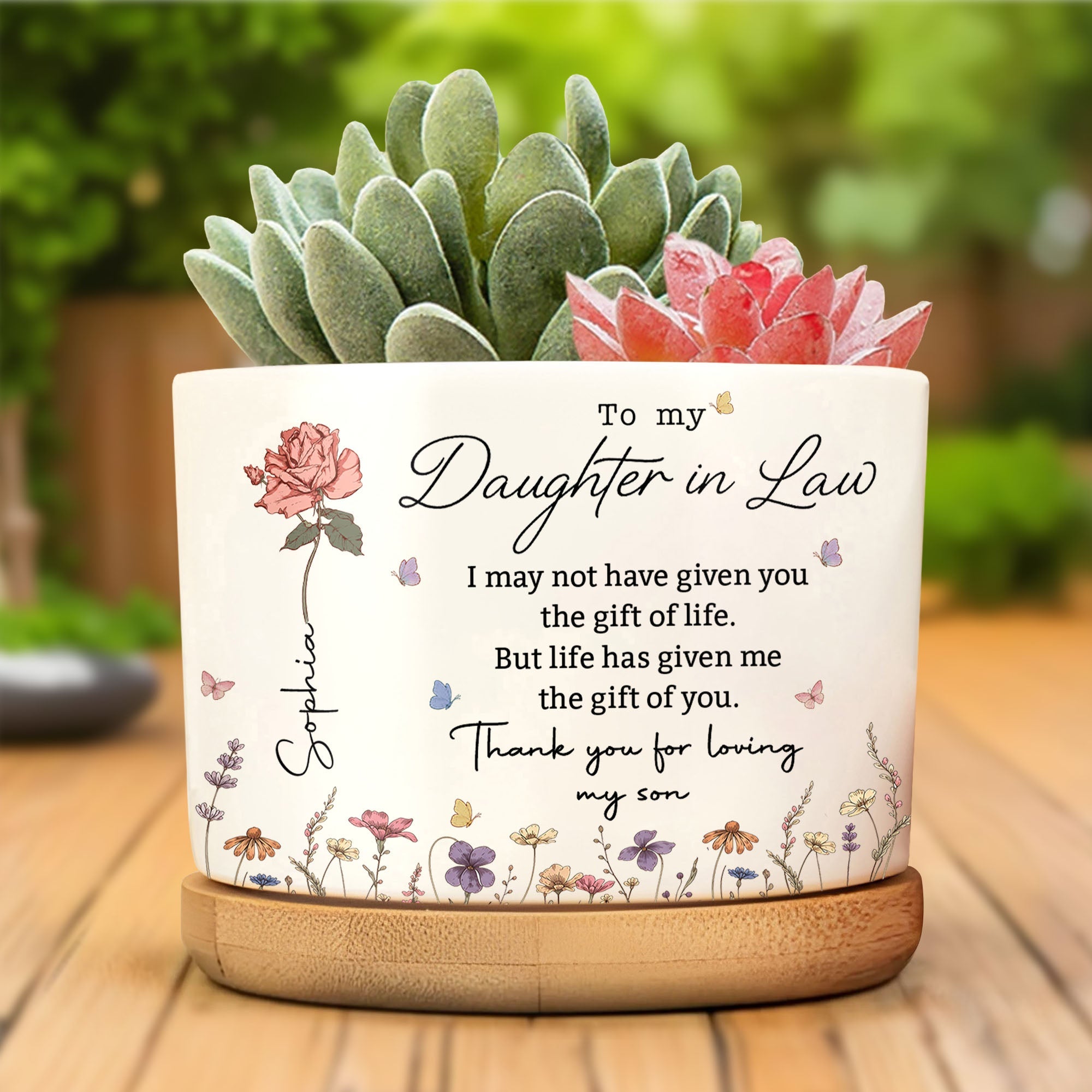 Personalized Ceramic Plant Pot Custom Message Gift for Daughter-in-Law Ceramic Plant Pot GradoCreations