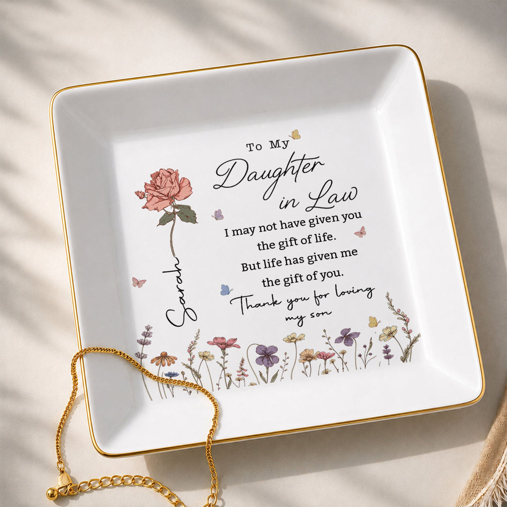 Personalized Jewelry Dish Custom Floral Gift for Daughter-in-Law Jewelry Dish GradoCreations