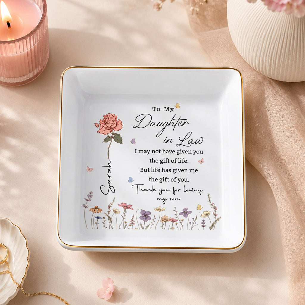 Personalized Jewelry Dish Custom Floral Gift for Daughter-in-Law Jewelry Dish GradoCreations