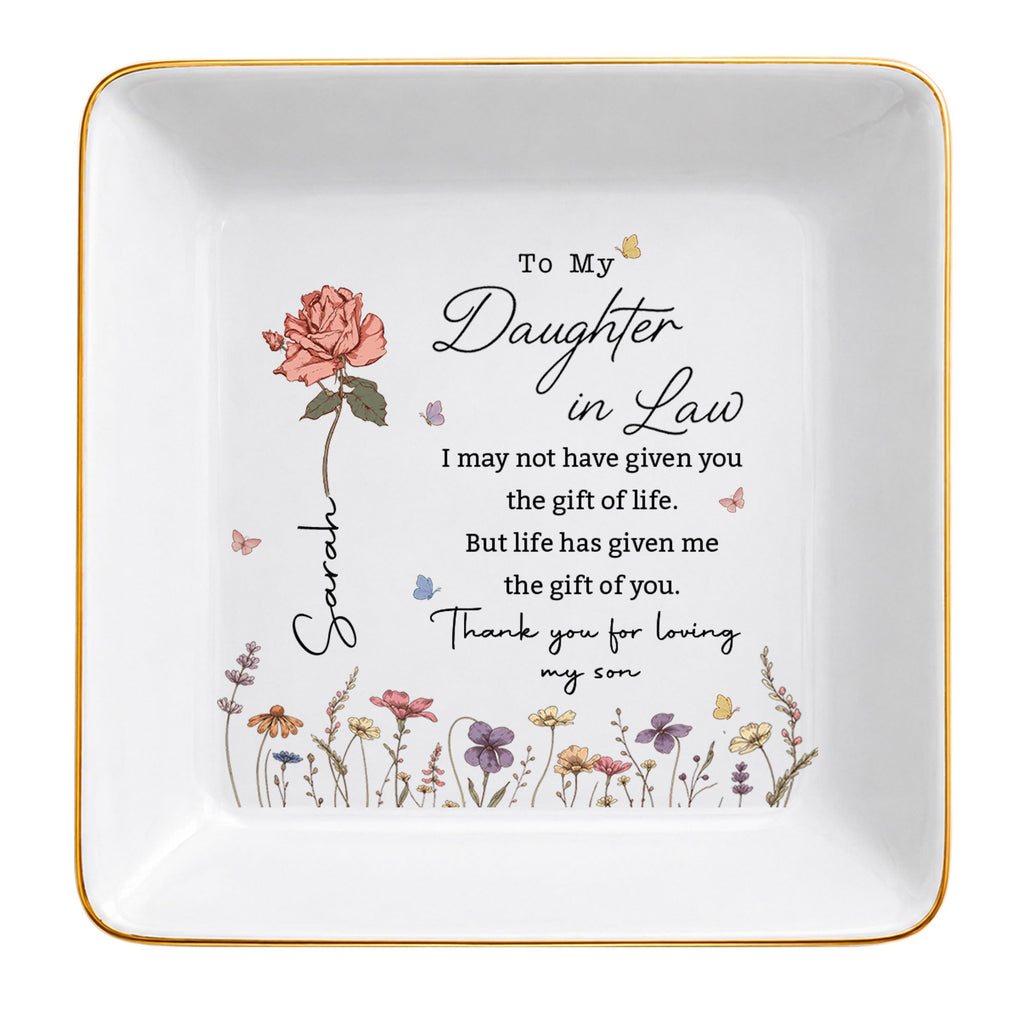Personalized Jewelry Dish Custom Floral Gift for Daughter-in-Law Jewelry Dish GradoCreations