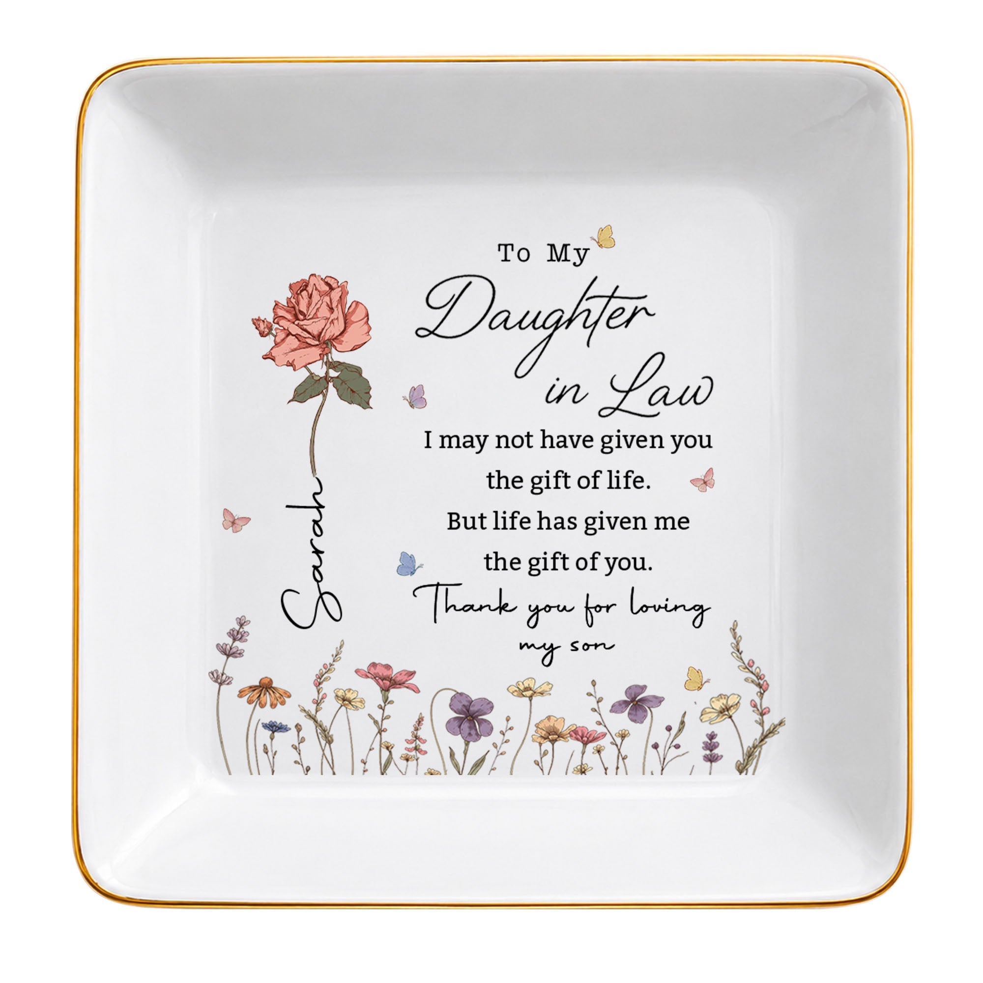 Personalized Jewelry Dish Custom Floral Gift for Daughter-in-Law Jewelry Dish GradoCreations