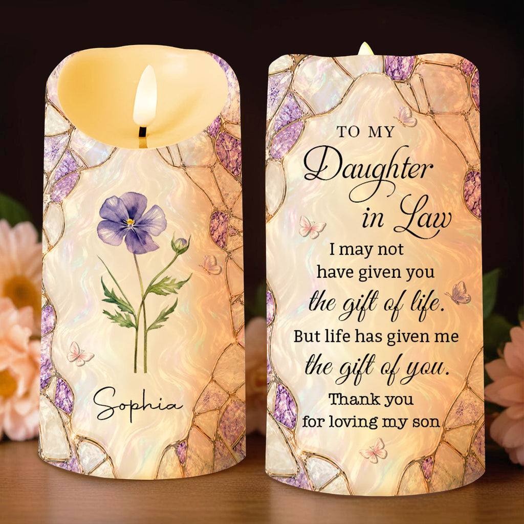 Personalized LED Candle Custom Birth Month Flower Gift for Daughter-in-Law LED Candle GradoCreations
