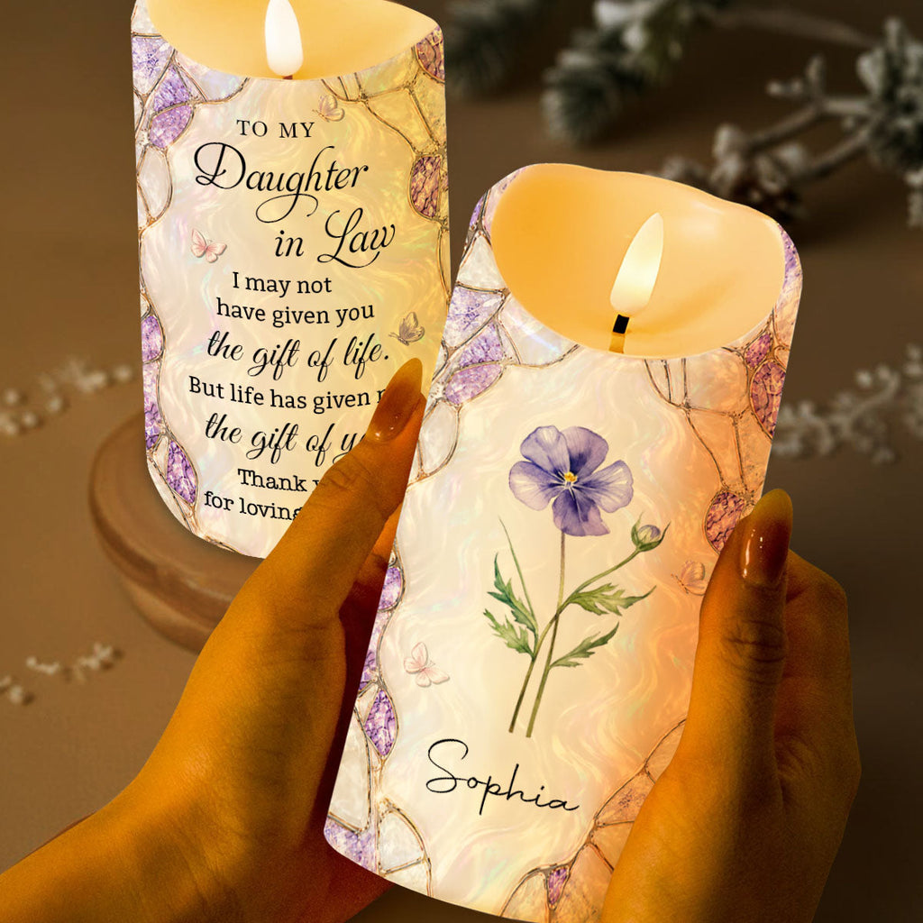 Personalized LED Candle Custom Birth Month Flower Gift for Daughter-in-Law LED Candle GradoCreations