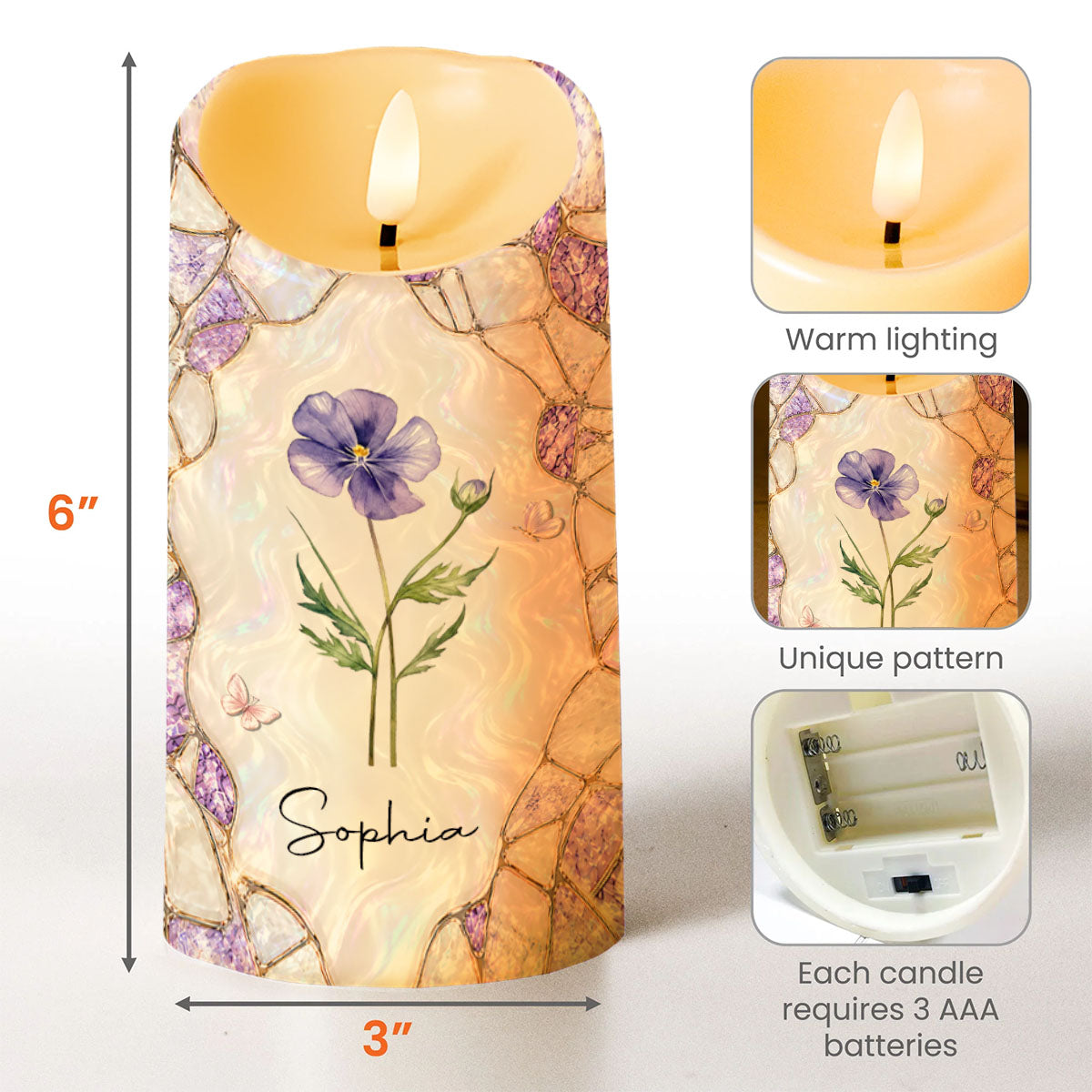 Personalized LED Candle Custom Birth Month Flower Gift for Daughter-in-Law LED Candle GradoCreations