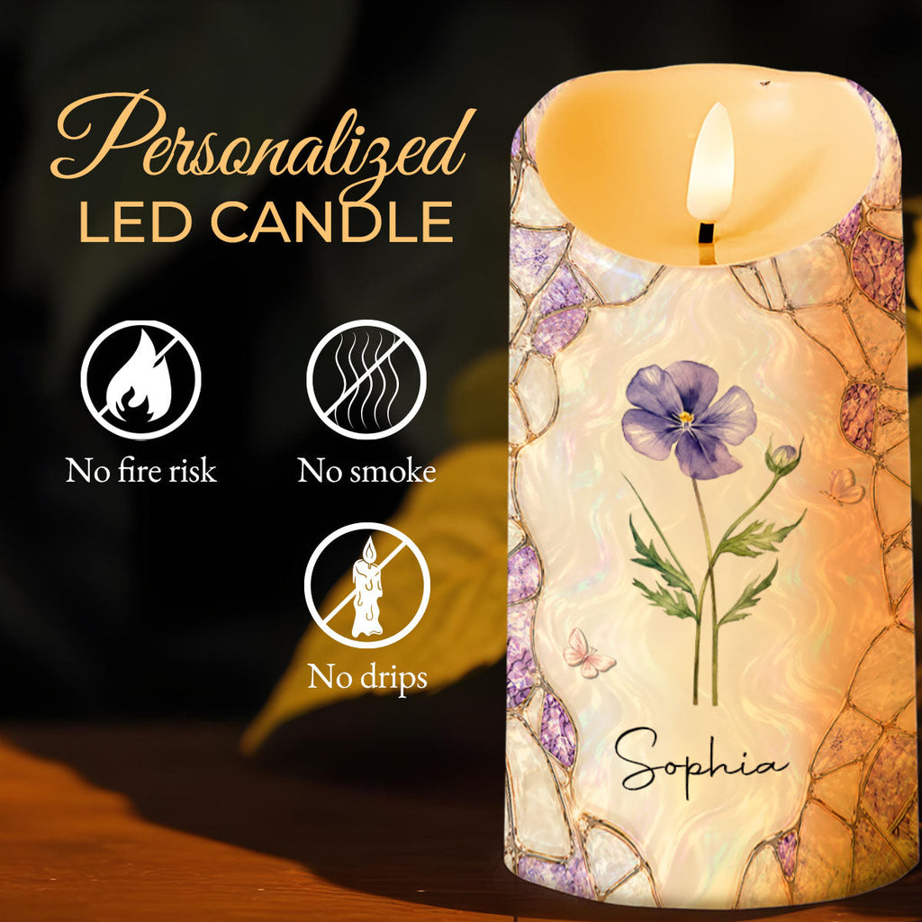 Personalized LED Candle Custom Birth Month Flower Gift for Daughter-in-Law LED Candle GradoCreations