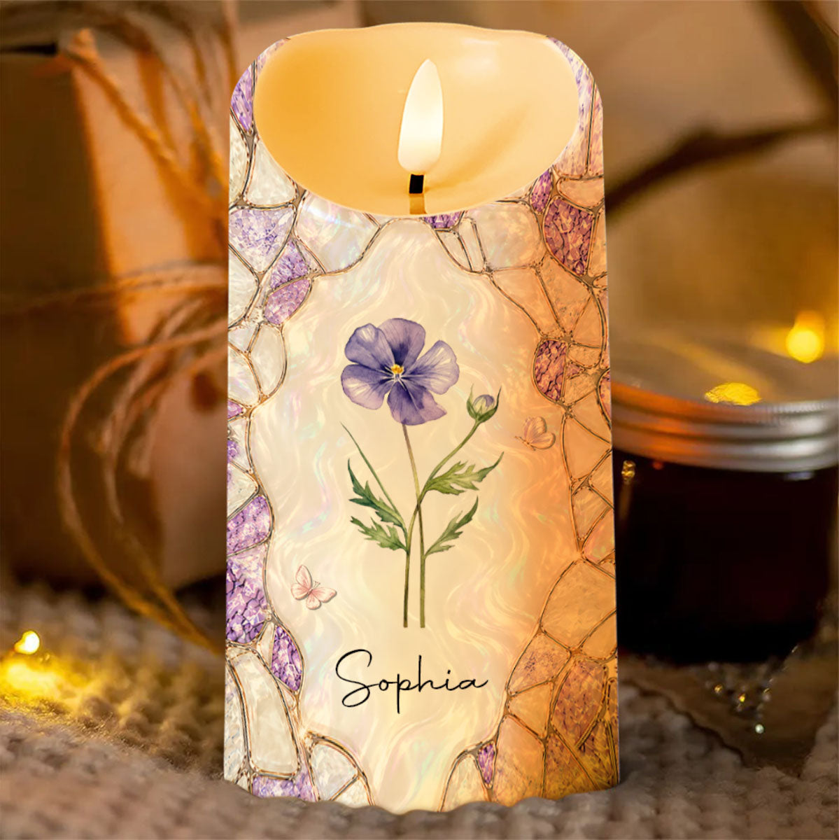 Personalized LED Candle Custom Birth Month Flower Gift for Daughter-in-Law LED Candle GradoCreations