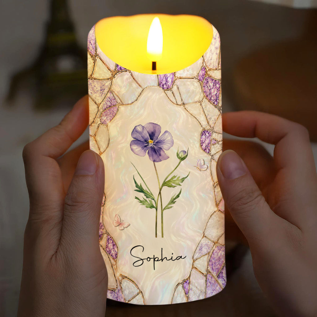 Personalized LED Candle Custom Birth Month Flower Gift for Daughter-in-Law LED Candle GradoCreations