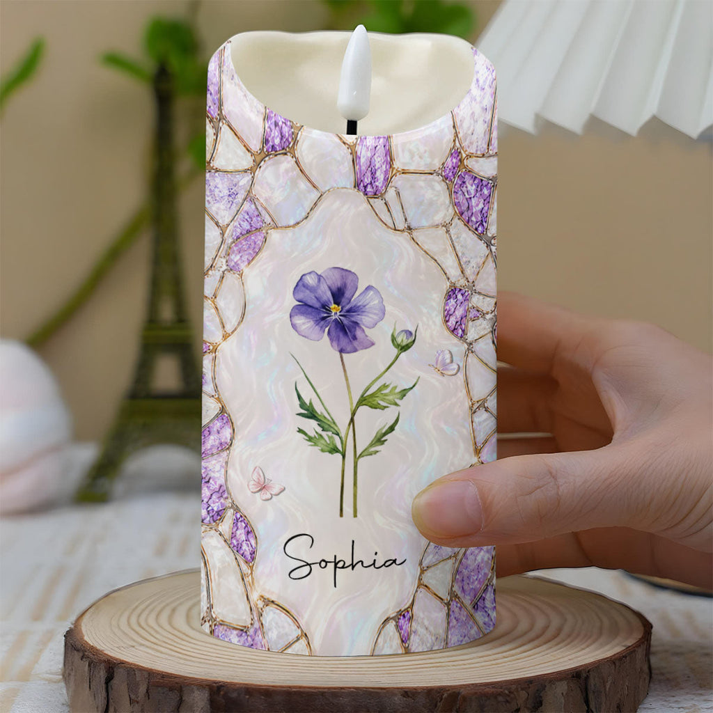 Personalized LED Candle Custom Birth Month Flower Gift for Daughter-in-Law LED Candle GradoCreations