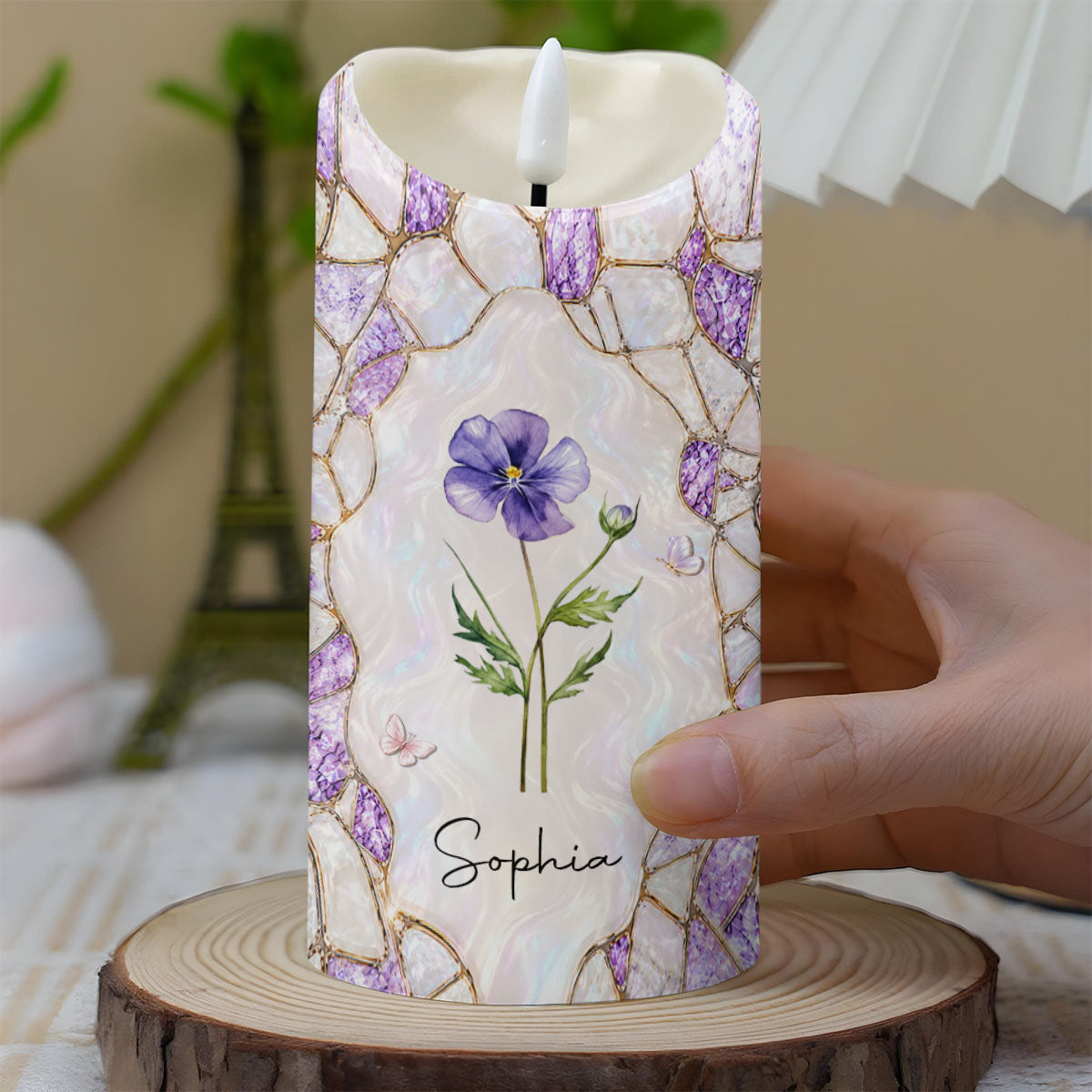 Personalized LED Candle Custom Birth Month Flower Gift for Daughter-in-Law LED Candle GradoCreations