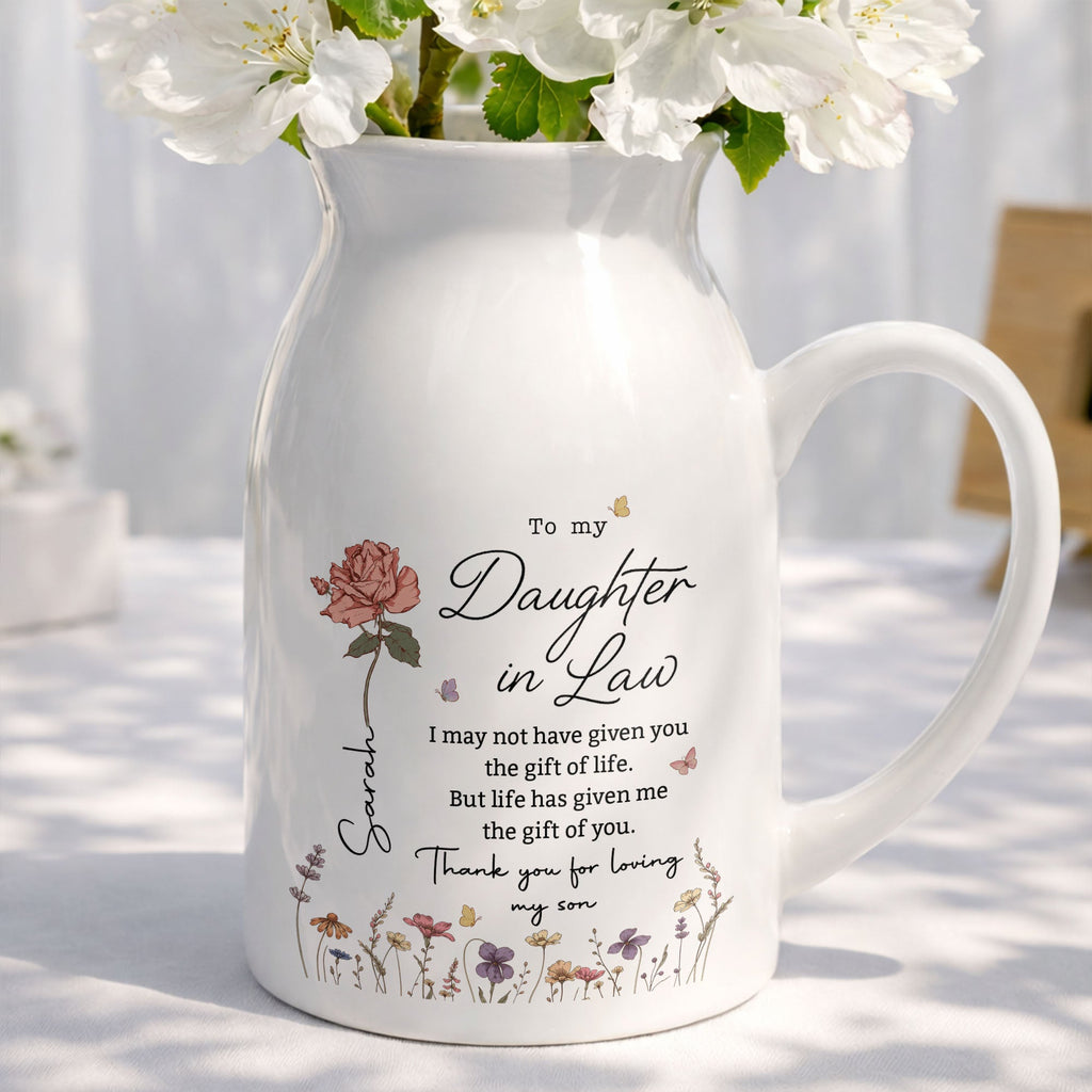 Personalized Ceramic Flower Vase Gift for Daughter-in-Law Flower Vase GradoCreations