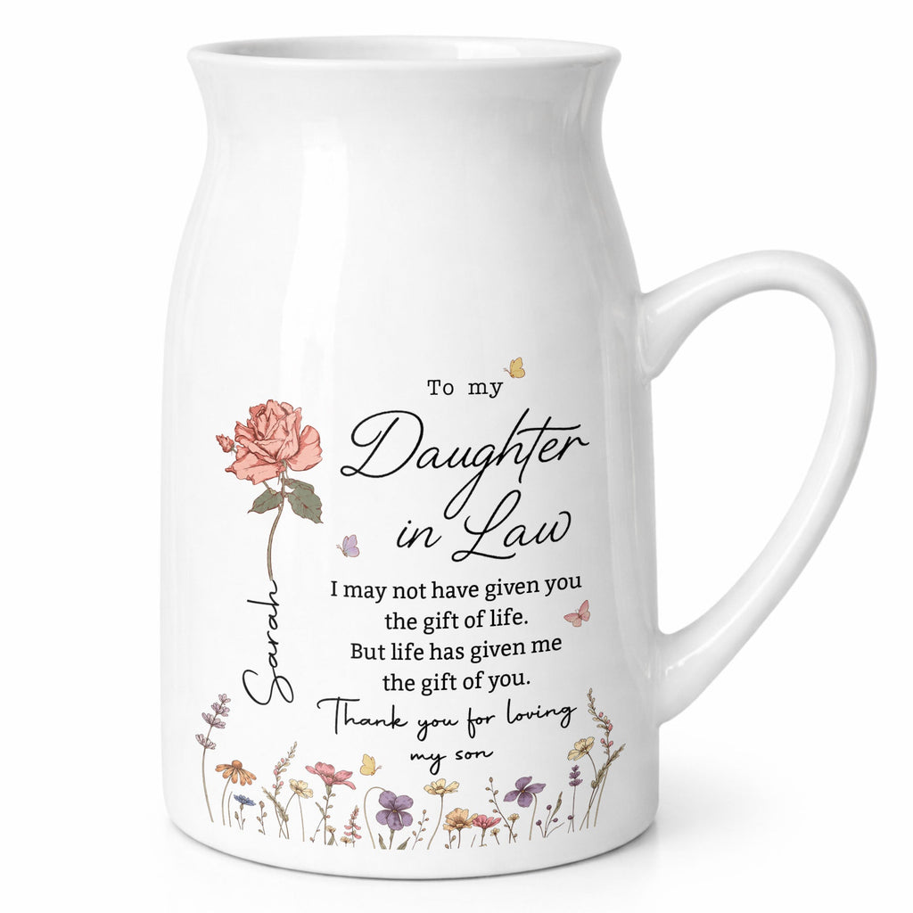 Personalized Ceramic Flower Vase Gift for Daughter-in-Law Flower Vase GradoCreations