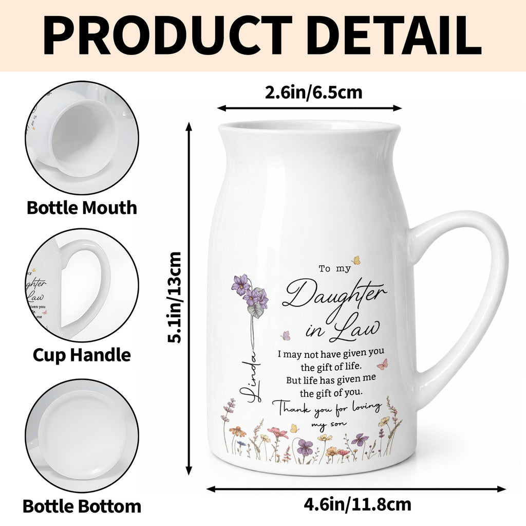 Personalized Ceramic Flower Vase Gift for Daughter-in-Law Flower Vase GradoCreations