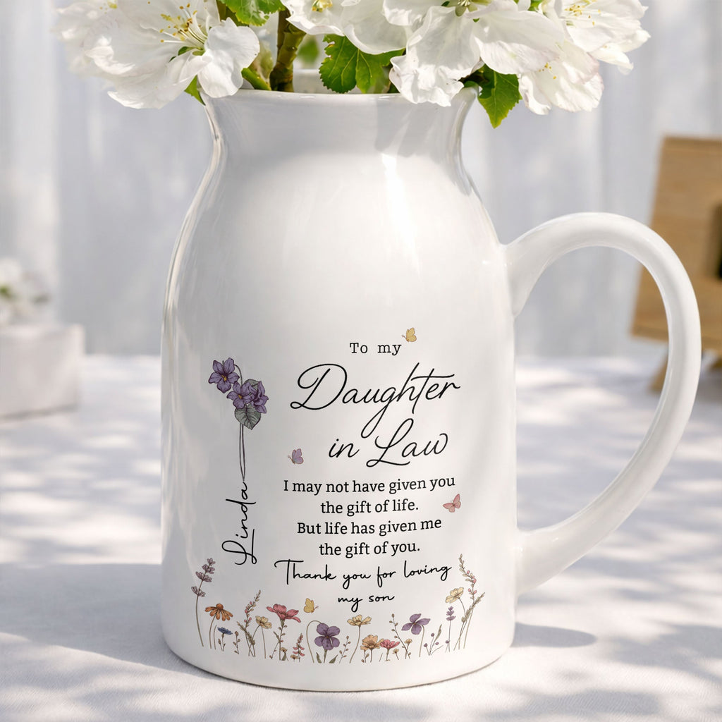Personalized Ceramic Flower Vase Gift for Daughter-in-Law Flower Vase GradoCreations
