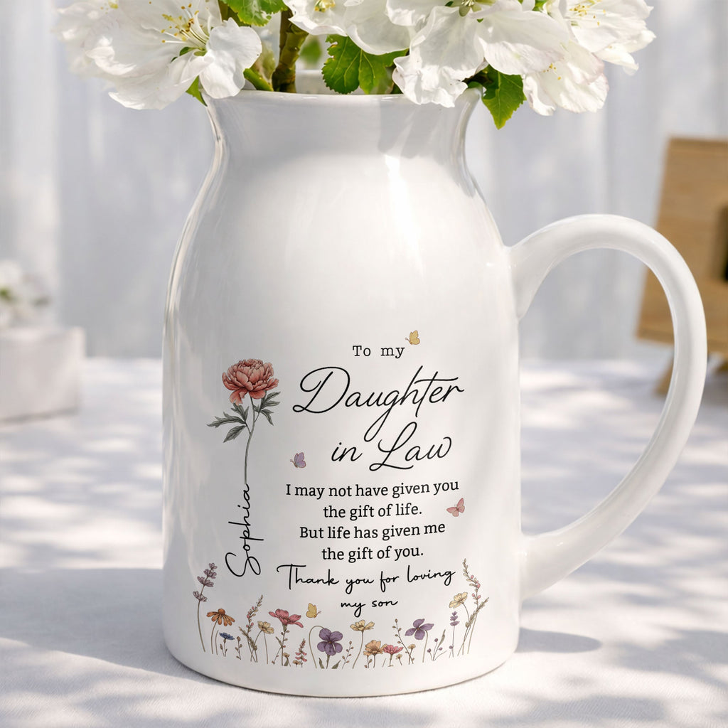 Personalized Ceramic Flower Vase Gift for Daughter-in-Law Flower Vase GradoCreations