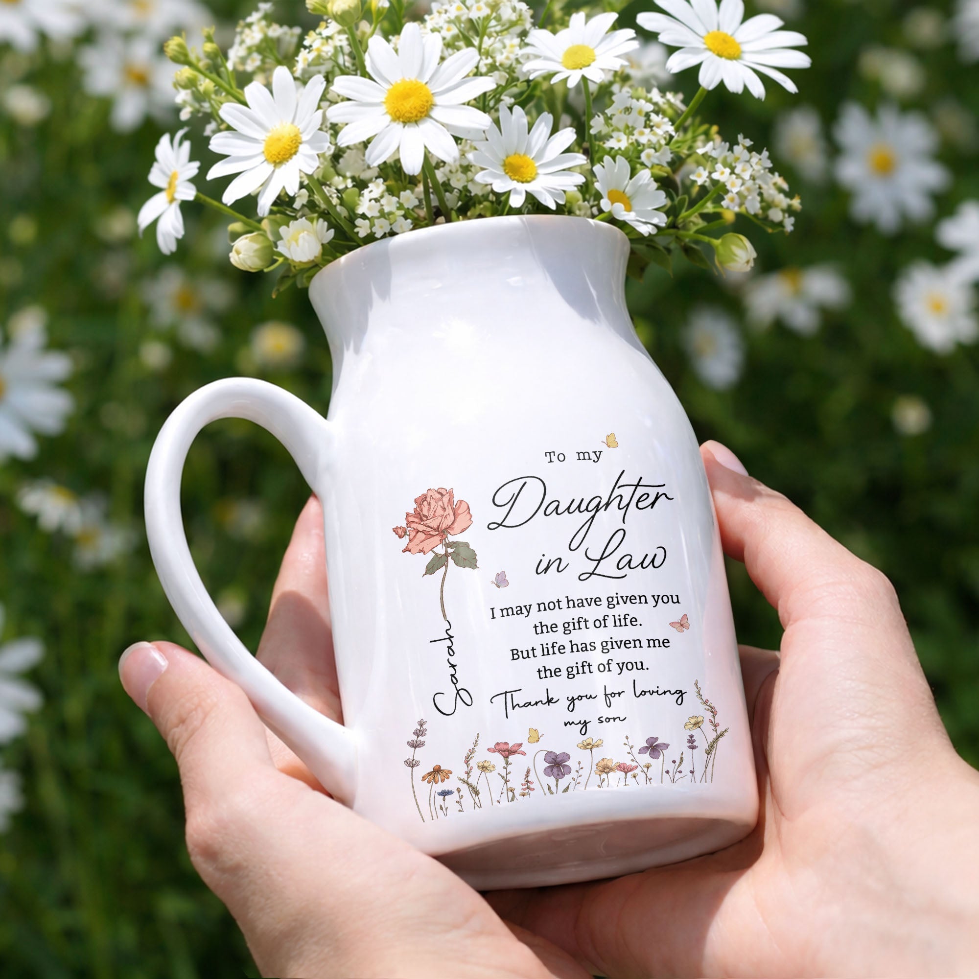 Personalized Ceramic Flower Vase Gift for Daughter-in-Law Flower Vase GradoCreations