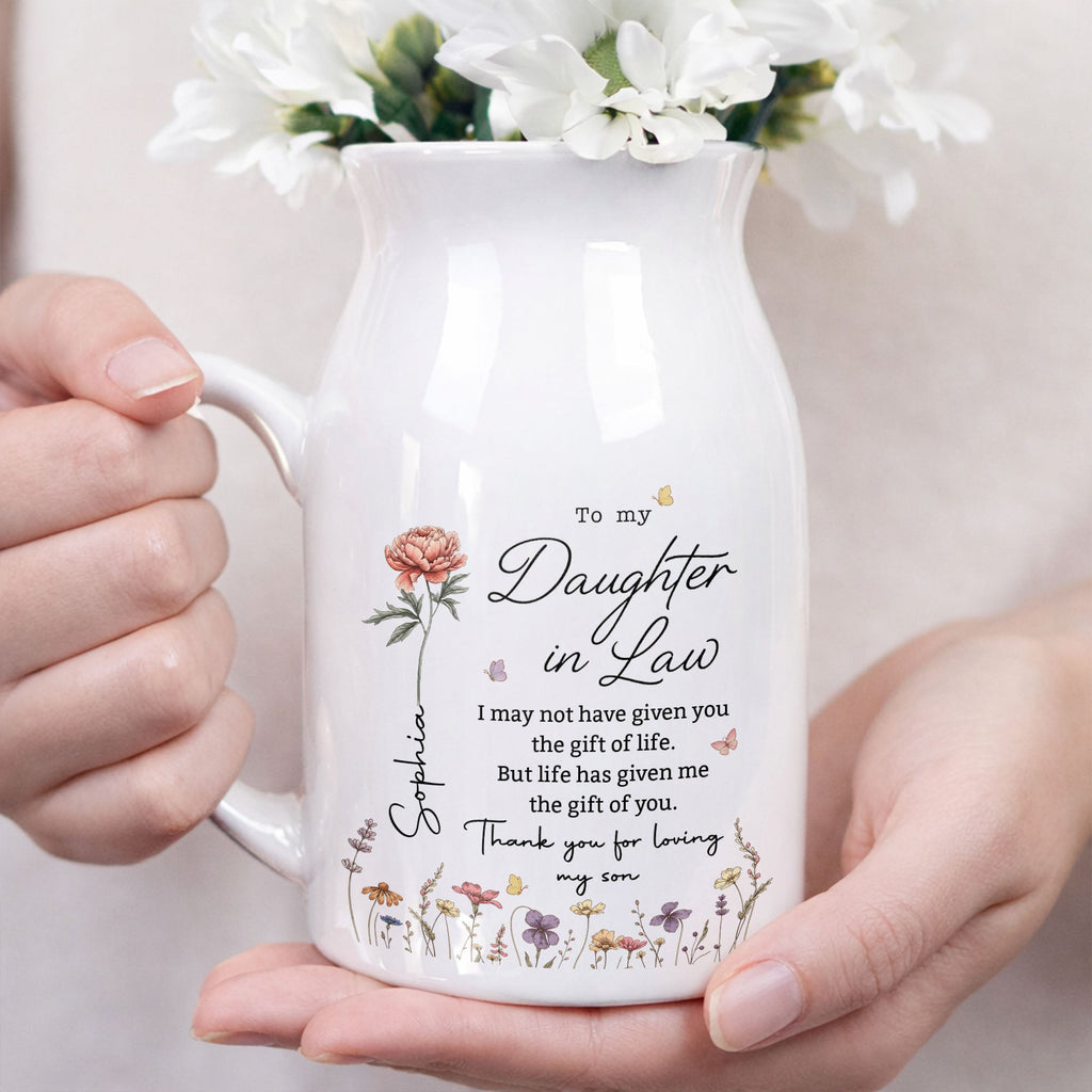 Personalized Ceramic Flower Vase Gift for Daughter-in-Law Flower Vase GradoCreations