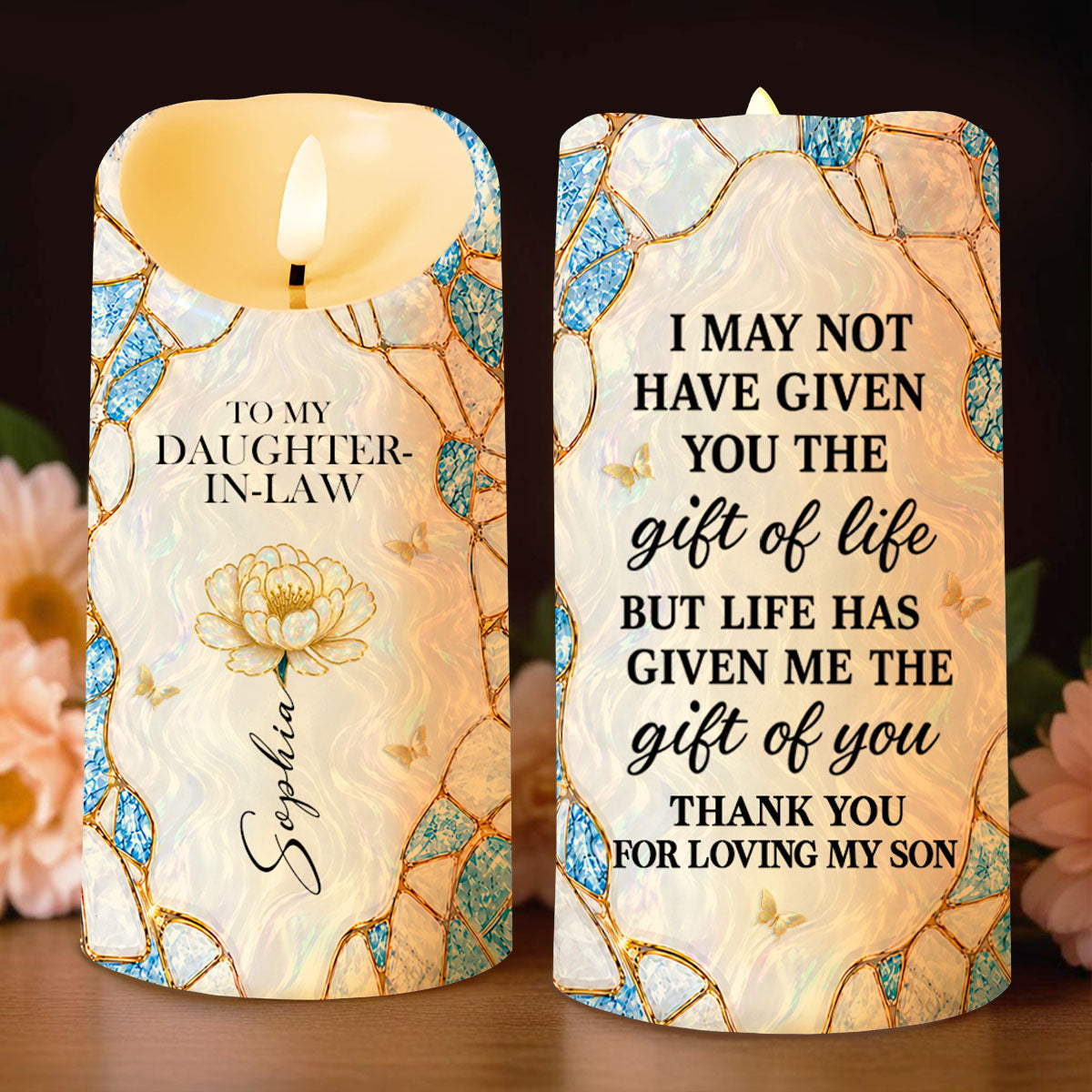 Personalized Flameless LED Candle Custom Name Gift for Daughter-in-Law LED Candle GradoCreations