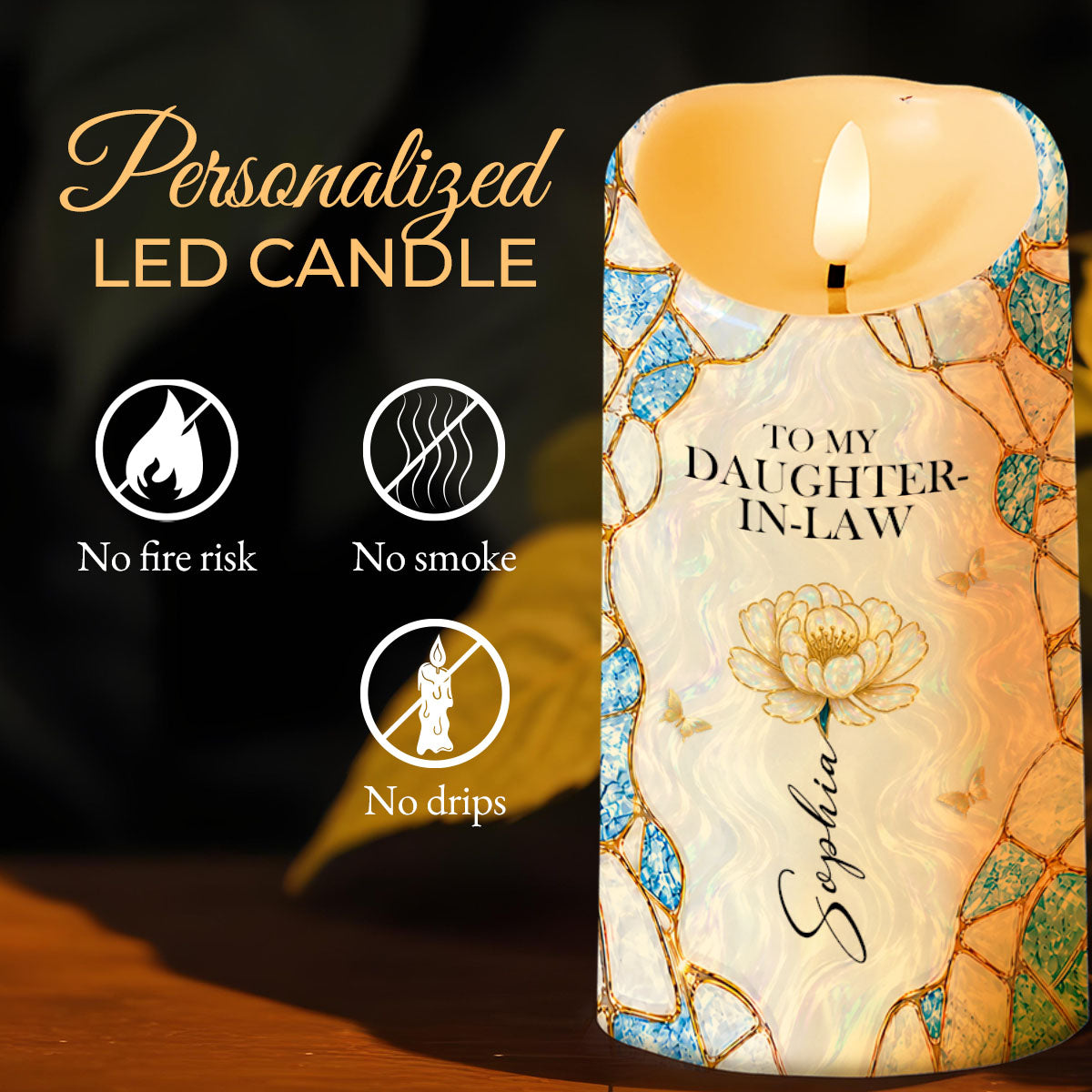 Personalized Flameless LED Candle Custom Name Gift for Daughter-in-Law LED Candle GradoCreations