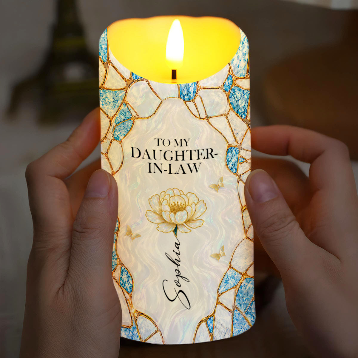 Personalized Flameless LED Candle Custom Name Gift for Daughter-in-Law LED Candle GradoCreations