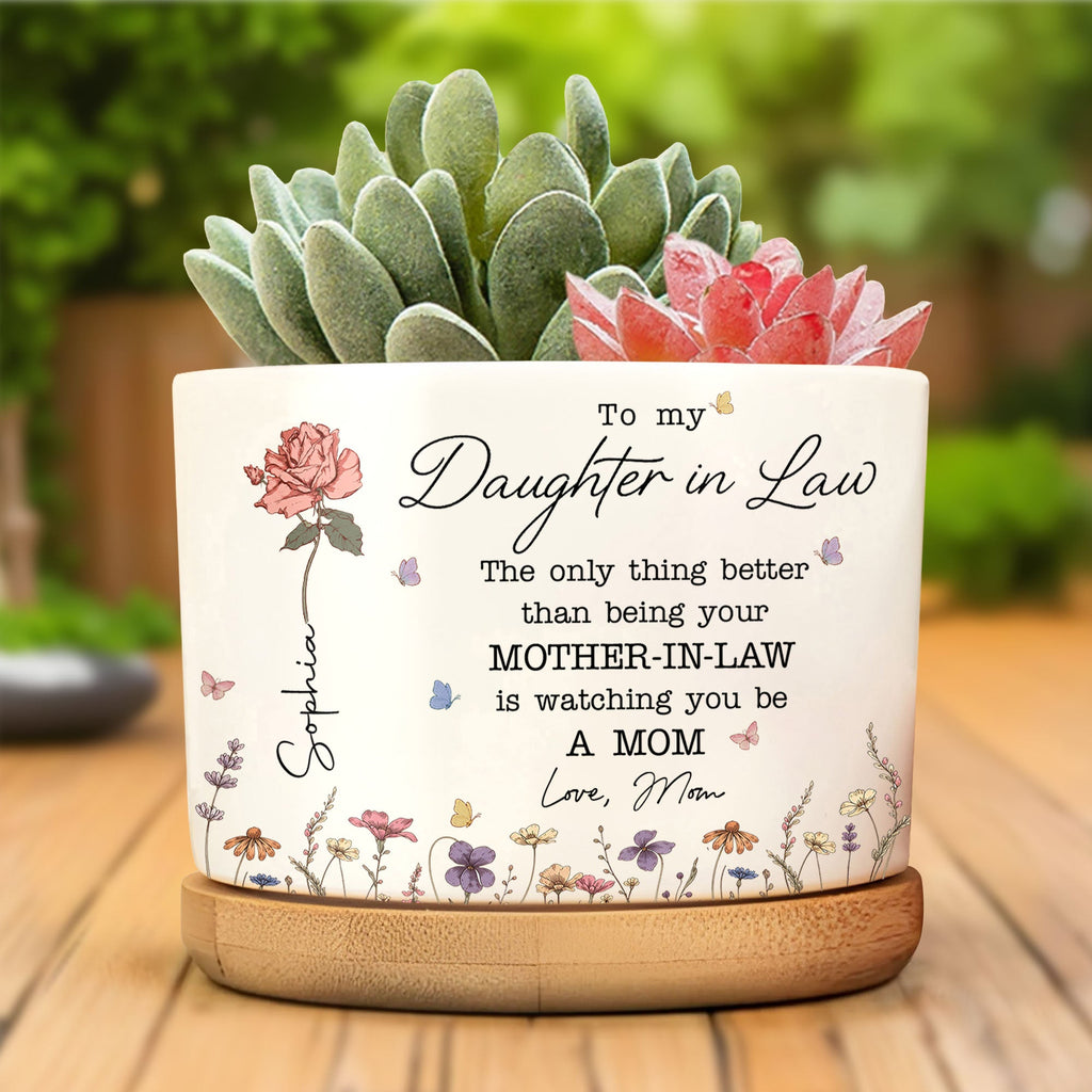 Personalized Ceramic Plant Pot Custom Gift for Daughter in Law Ceramic Plant Pot GradoCreations
