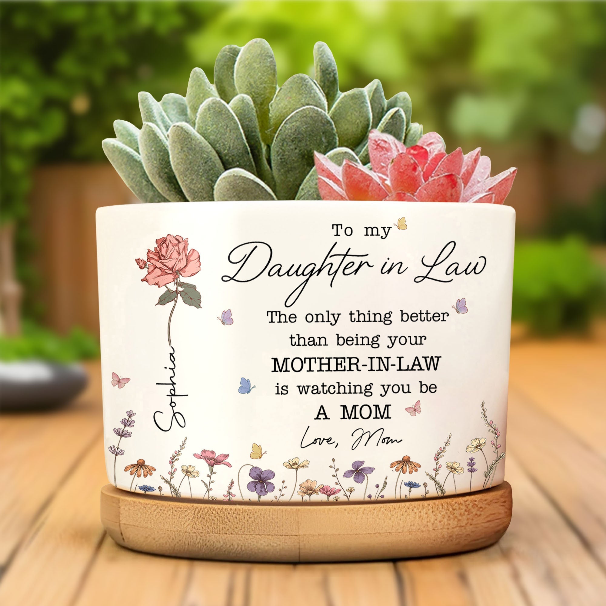 Personalized Ceramic Plant Pot Custom Gift for Daughter in Law Ceramic Plant Pot GradoCreations