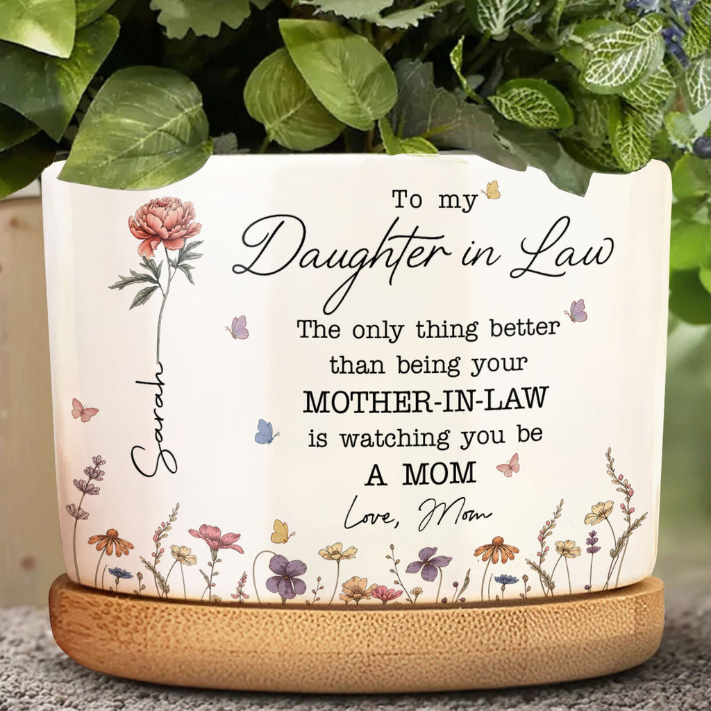 Personalized Ceramic Plant Pot Custom Gift for Daughter in Law Ceramic Plant Pot GradoCreations