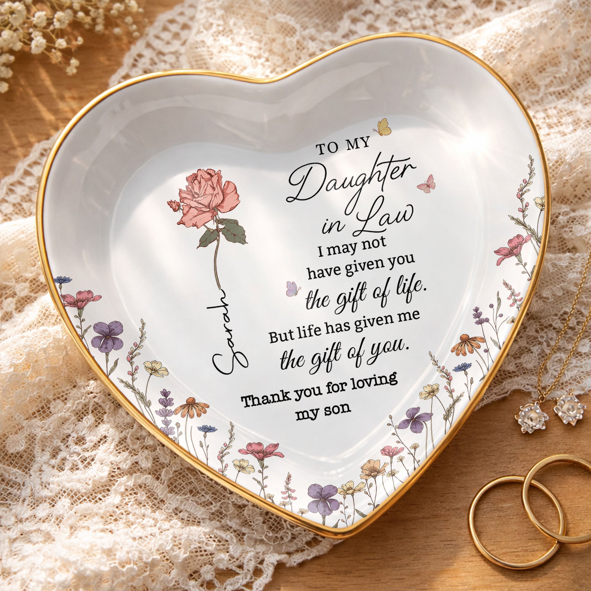 Personalized Heart Jewelry Dish Custom Name Gift for Daughter in Law Heart Jewelry Dish GradoCreations