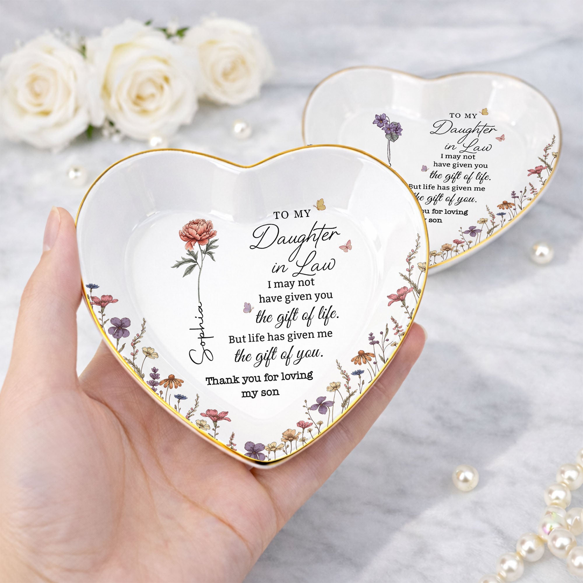 Personalized Heart Jewelry Dish Custom Name Gift for Daughter in Law Heart Jewelry Dish GradoCreations