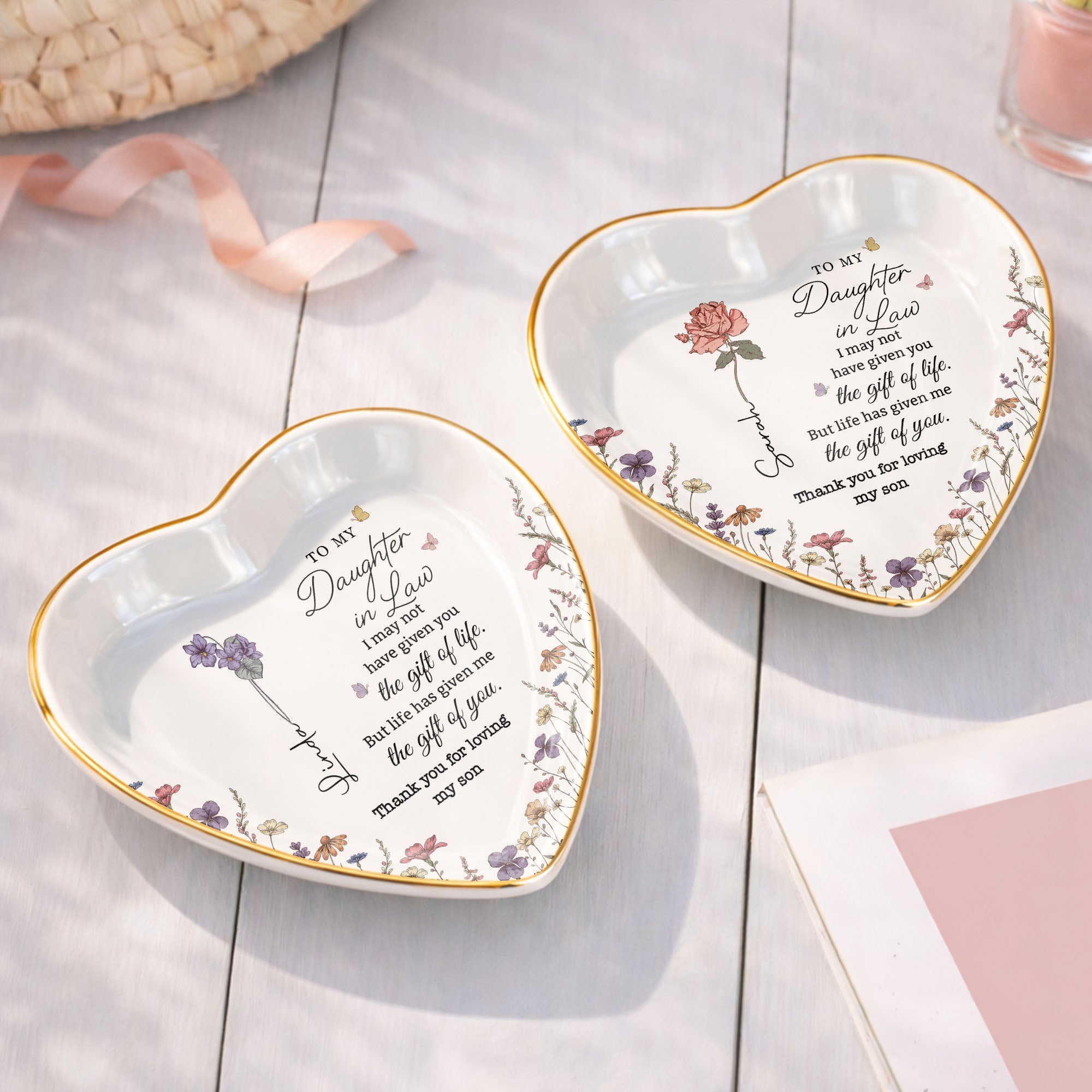 Personalized Heart Jewelry Dish Custom Name Gift for Daughter in Law Heart Jewelry Dish GradoCreations