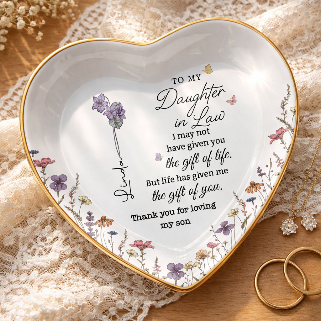 Personalized Heart Jewelry Dish Custom Name Gift for Daughter in Law Heart Jewelry Dish GradoCreations