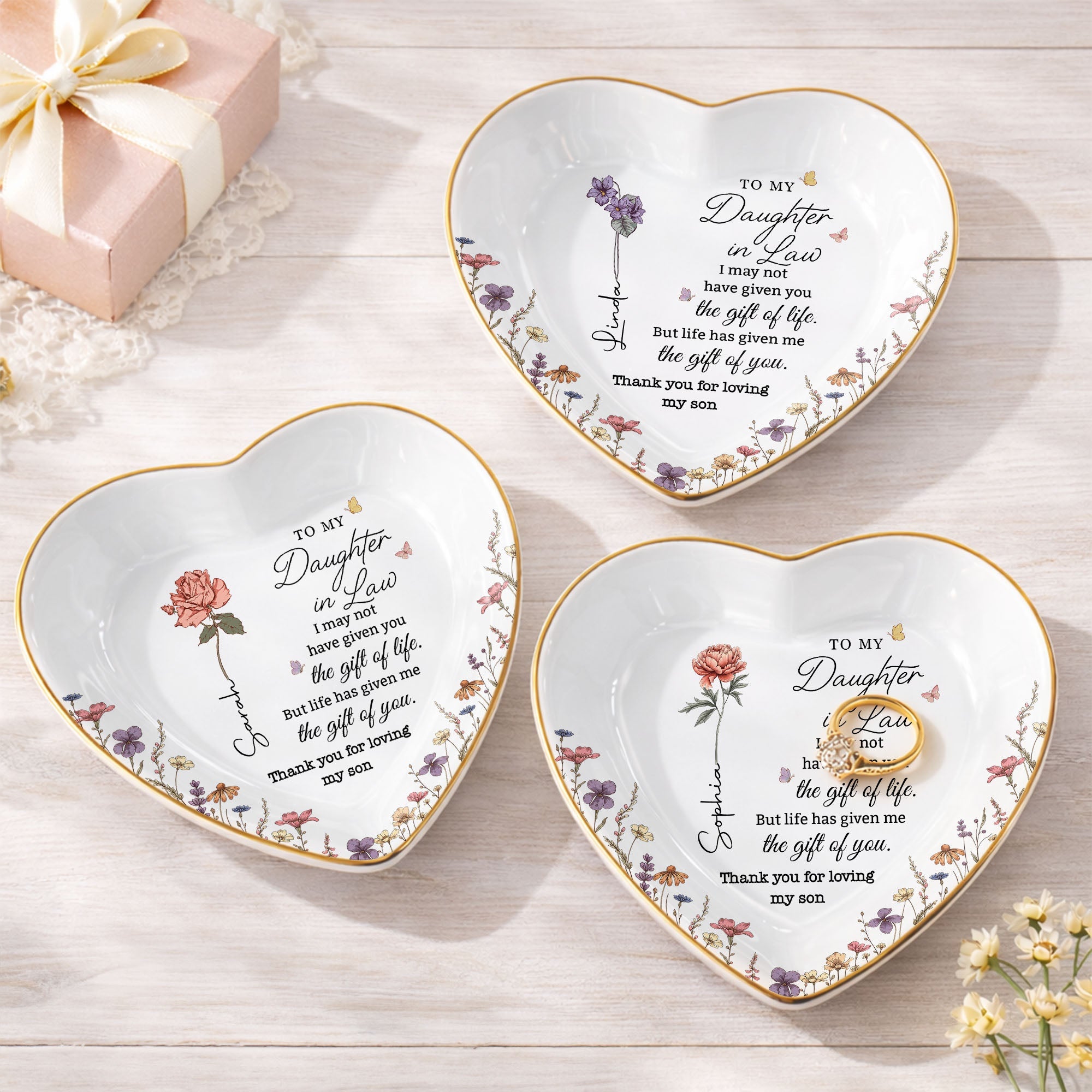 Personalized Heart Jewelry Dish Custom Name Gift for Daughter in Law Heart Jewelry Dish GradoCreations