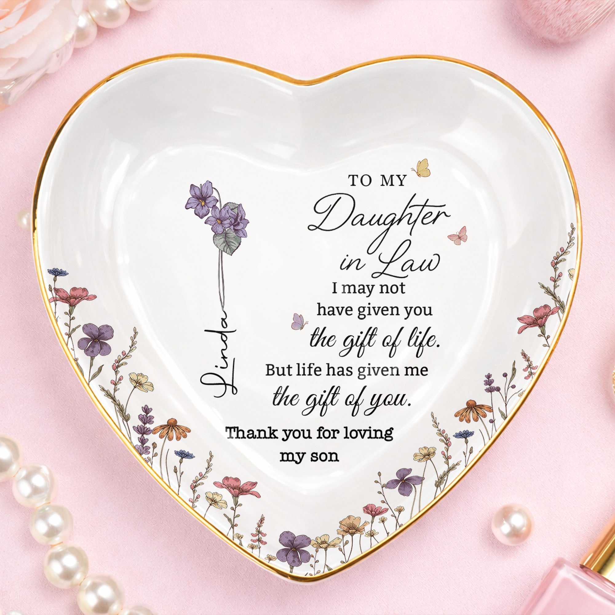 Personalized Heart Jewelry Dish Custom Name Gift for Daughter in Law Heart Jewelry Dish GradoCreations