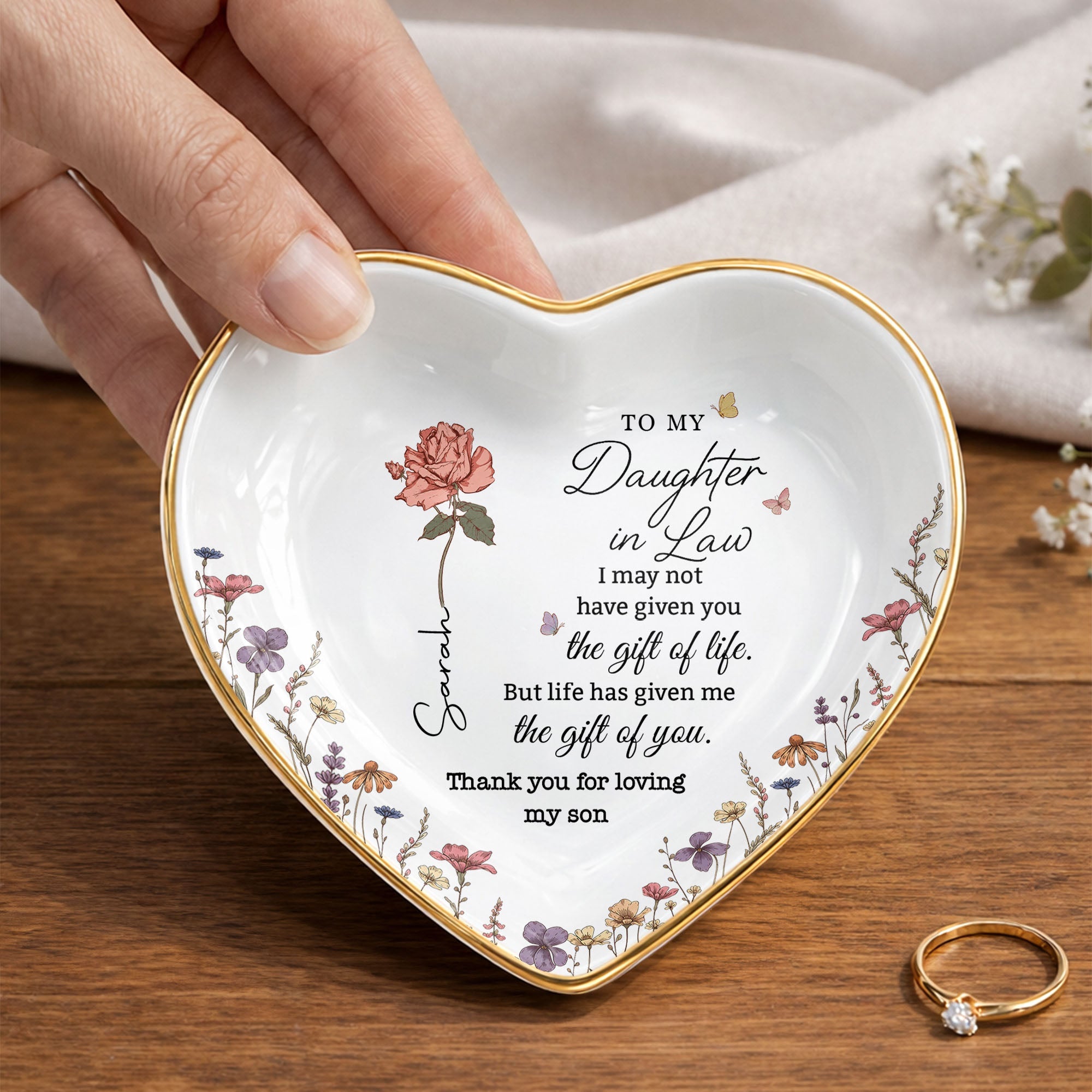 Personalized Heart Jewelry Dish Custom Name Gift for Daughter in Law Heart Jewelry Dish GradoCreations