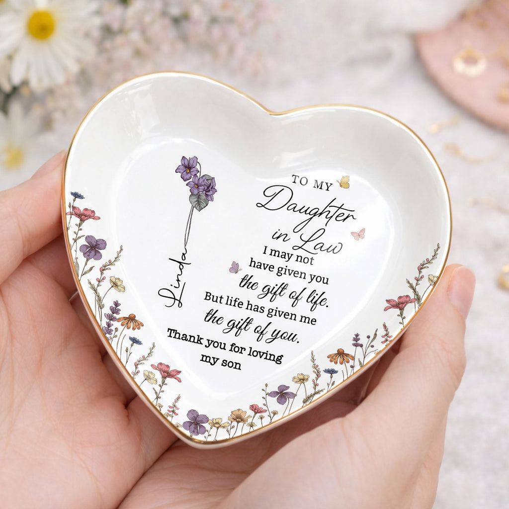 Personalized Heart Jewelry Dish Custom Name Gift for Daughter in Law Heart Jewelry Dish GradoCreations