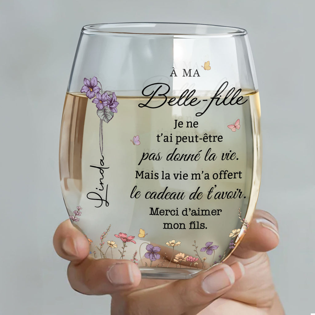 Personalized Stemless Wine Glass Custom Gift for Daughter-in-Law Wine Glasses GradoCreations