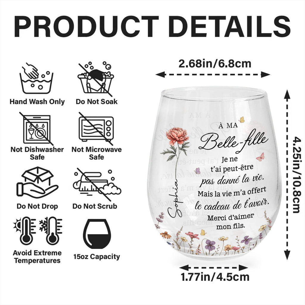 Personalized Stemless Wine Glass Custom Gift for Daughter-in-Law Wine Glasses GradoCreations