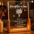 Personalized Acrylic Night Light Custom Floral Gift for Daughter In Law Wood and Acrylic Night Light GradoCreations