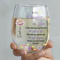Personalized Stemless Wine Glass Custom Birth Month Flowers Gift for Daughter-in-Law Wine Glasses GradoCreations