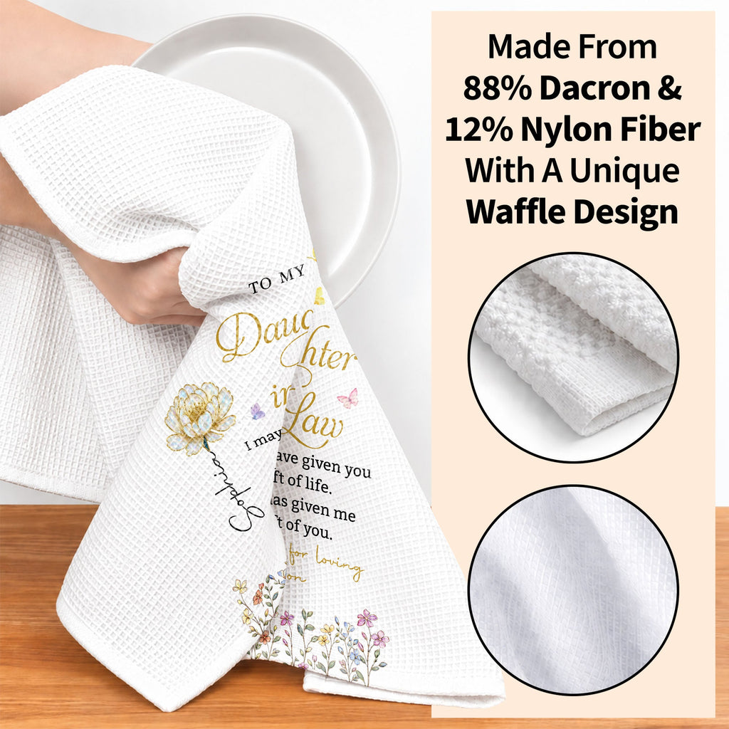Personalized Kitchen Towel Birth Flower Gift for Daughter-in-Law Kitchen Towel GradoCreations