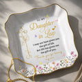Personalized Ceramic Jewelry Dish Custom Name Gift for Daughter-in-Law Lace Square Jewelry Dish GradoCreations