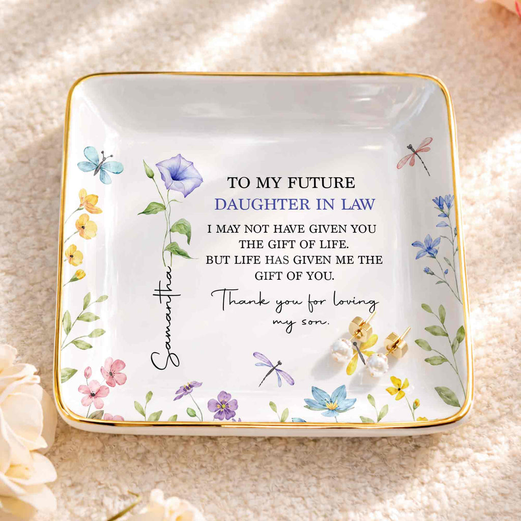 Personalized Square Ceramic Jewelry Dish Gift for Future Daughter-in-Law Jewelry Dish GradoCreations