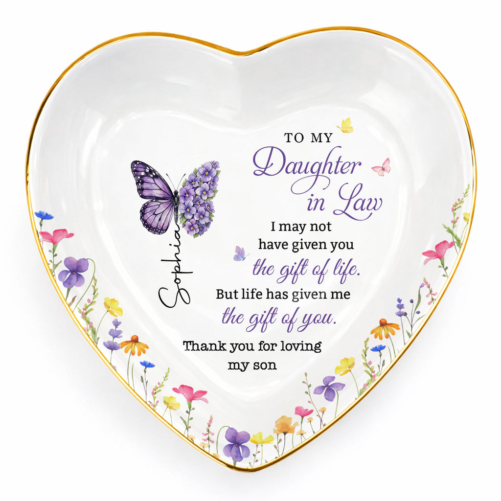 Personalized Heart Jewelry Dish Custom Name Gift for Daughter-in-Law Heart Jewelry Dish GradoCreations