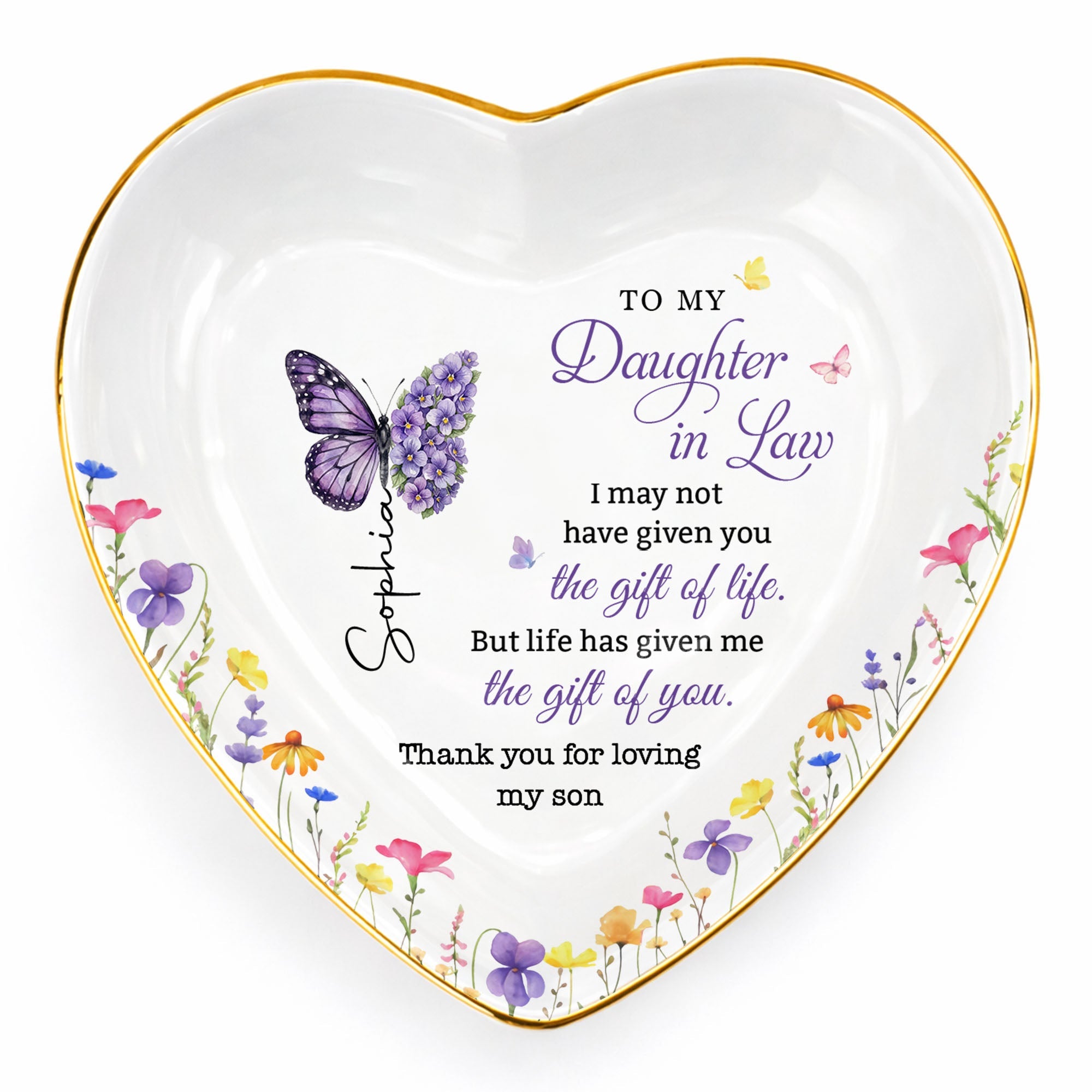 Personalized Heart Jewelry Dish Custom Name Gift for Daughter-in-Law Heart Jewelry Dish GradoCreations