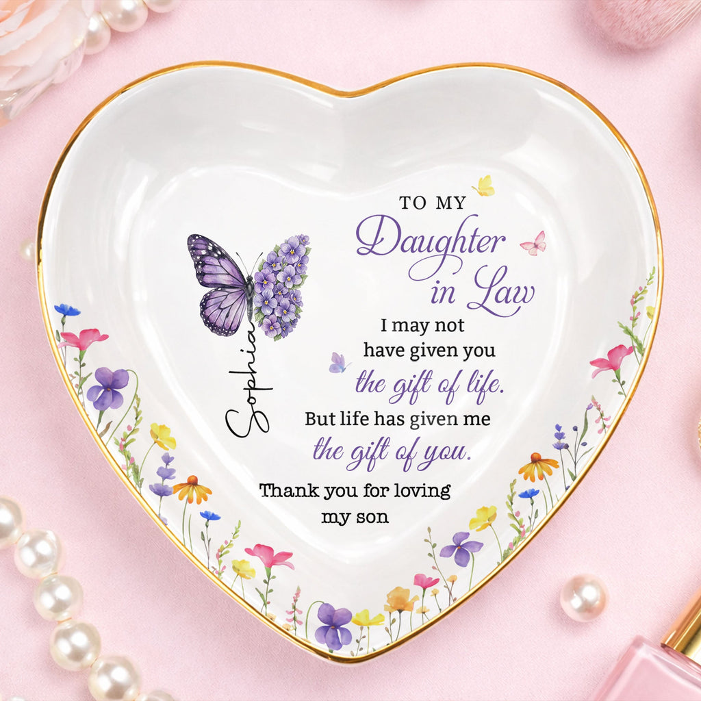 Personalized Heart Jewelry Dish Custom Name Gift for Daughter-in-Law Heart Jewelry Dish GradoCreations