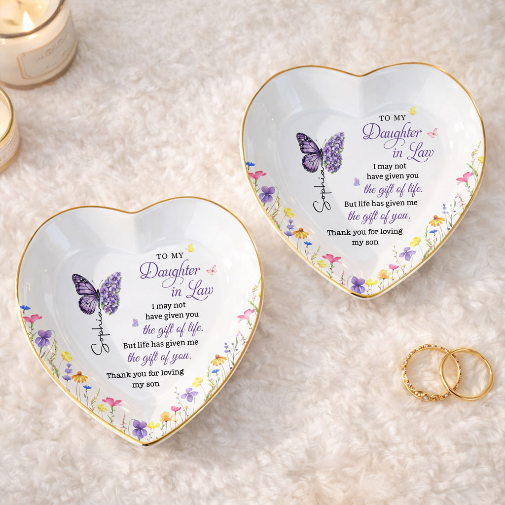 Personalized Heart Jewelry Dish Custom Name Gift for Daughter-in-Law Heart Jewelry Dish GradoCreations