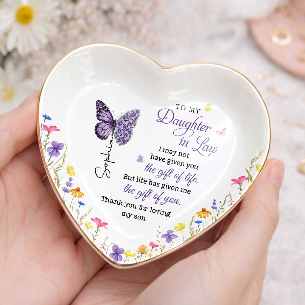 Personalized Heart Jewelry Dish Custom Name Gift for Daughter-in-Law Heart Jewelry Dish GradoCreations