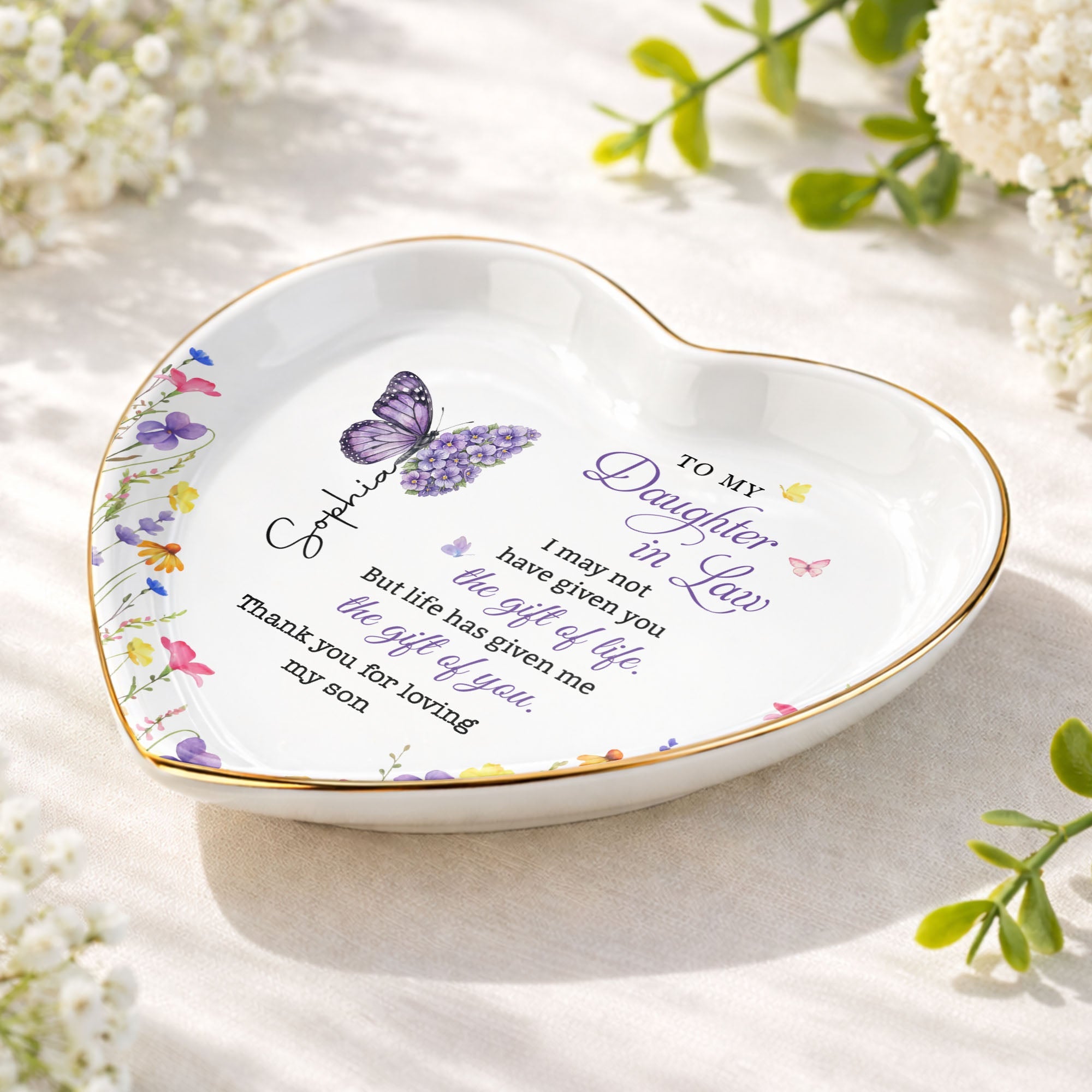 Personalized Heart Jewelry Dish Custom Name Gift for Daughter-in-Law Heart Jewelry Dish GradoCreations