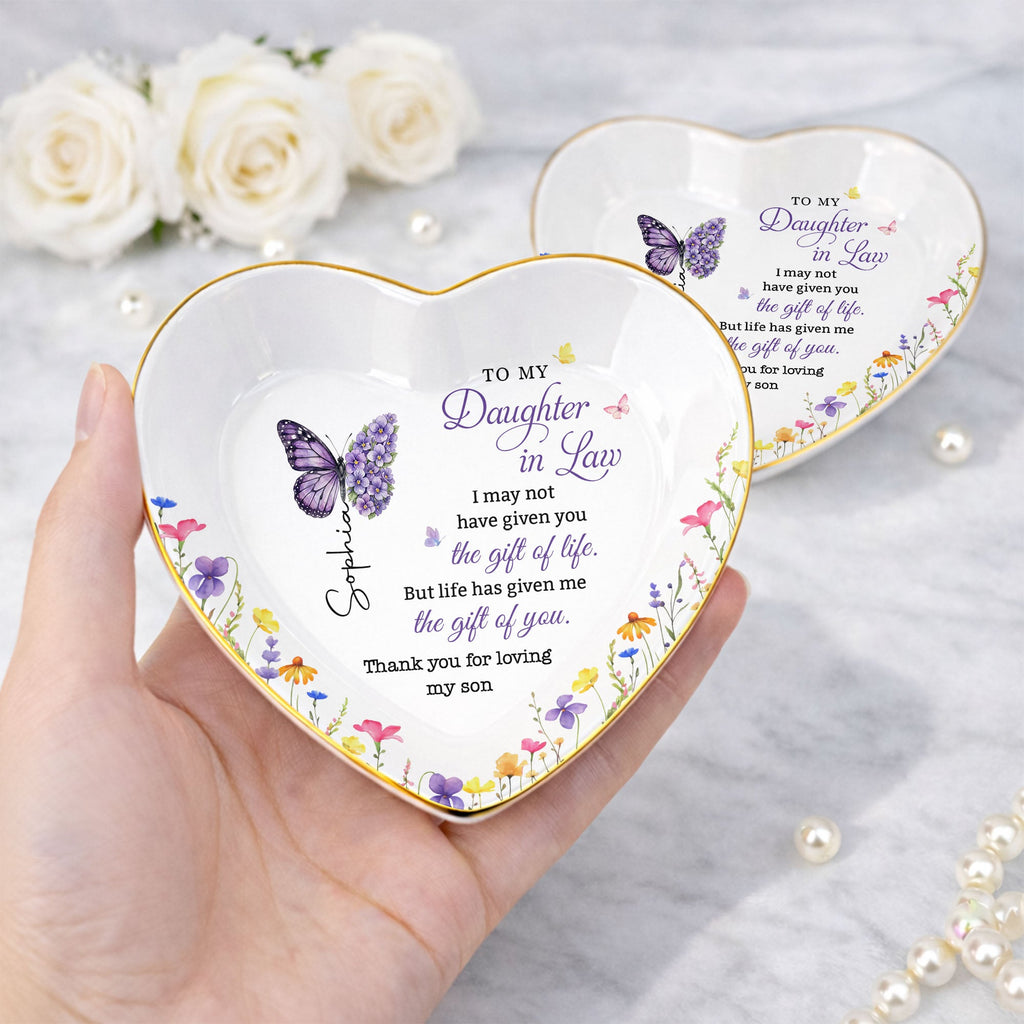 Personalized Heart Jewelry Dish Custom Name Gift for Daughter-in-Law Heart Jewelry Dish GradoCreations