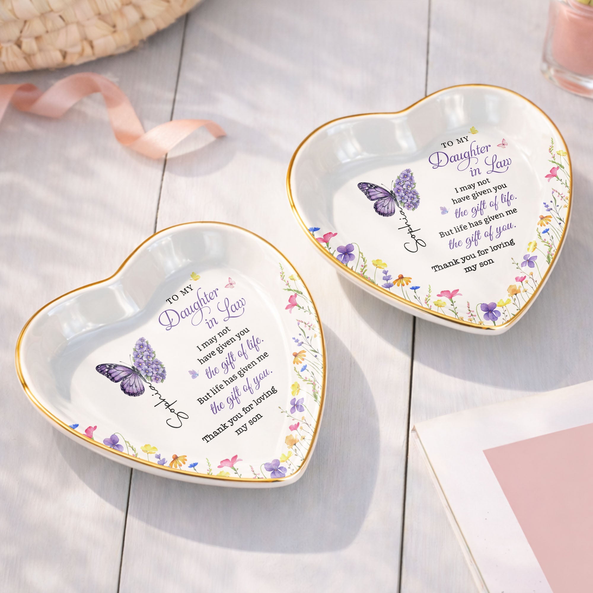 Personalized Heart Jewelry Dish Custom Name Gift for Daughter-in-Law Heart Jewelry Dish GradoCreations